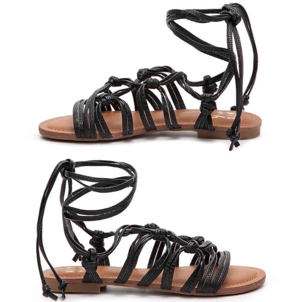 Mix No. 6 Black ankle lace up gladiator sandals